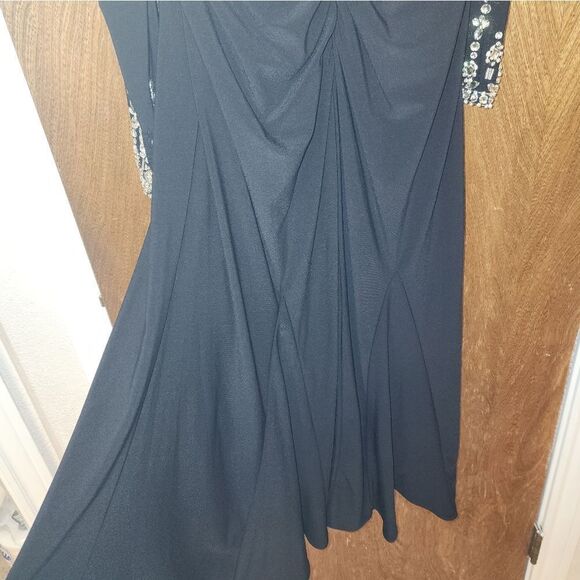 Mac Duggal Black Foldover Long Sleeve Jeweled Midi Dress SIZE 6 NWT Retail $258 - Picture 14 of 14